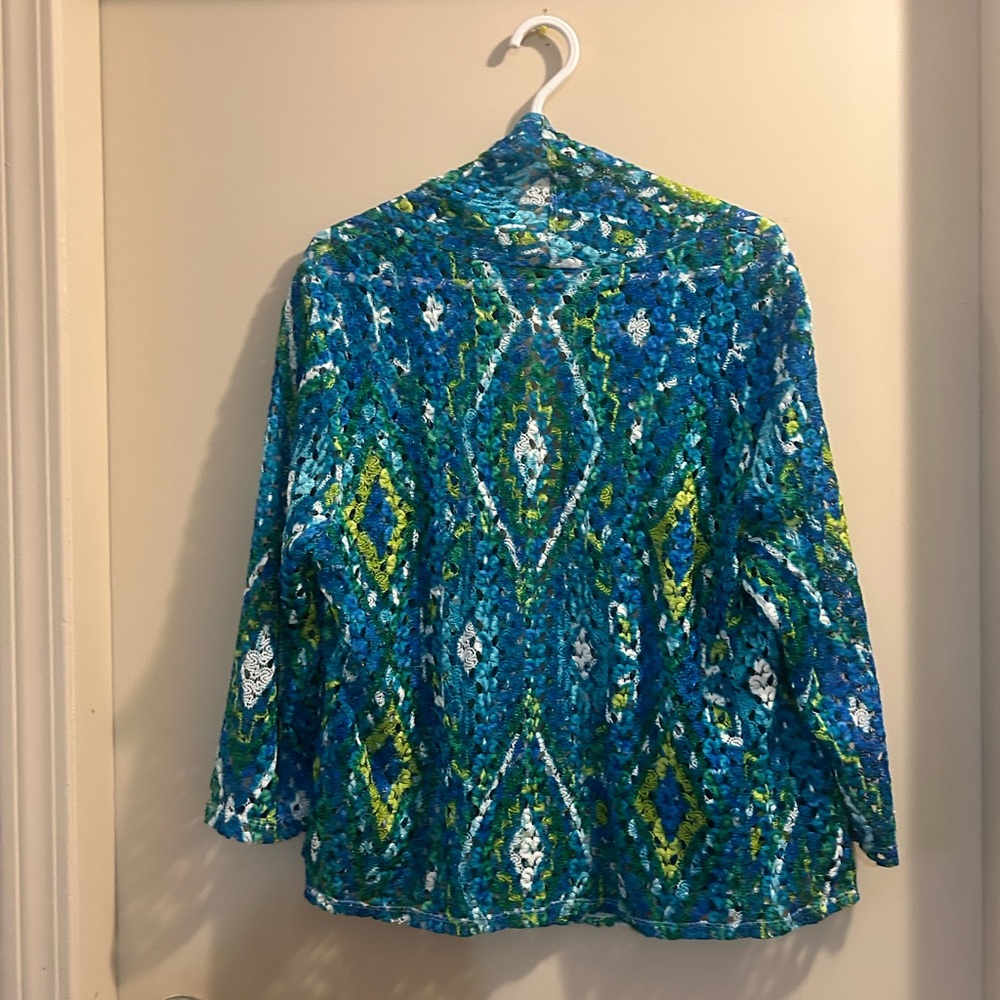 Ruby Rd. Blue and Green Lace Top - Picture 5 of 5